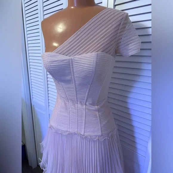 BCBG Maxazria Fabianna Rosewater One Shoulder Gown - Picture 3 of 13